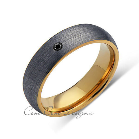 6mm,Mens,Black Diamond,Gray Brushed,Rose Gold,Tungsten Ring,Yellow Gold,Wedding Band,Comfort Fit - LUXURY BANDS LA