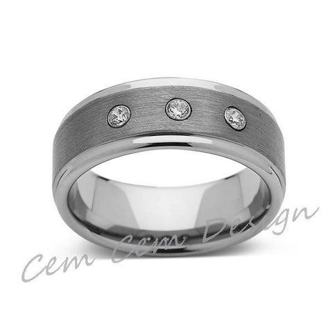 8mm,Mens,Diamond Engagement Ring,White Gold,Tungsten Wedding Band,Tungsten Ring,Comfort Fit - LUXURY BANDS LA