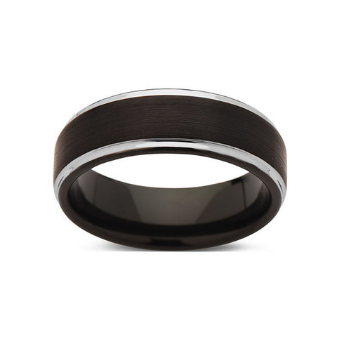 Black Tungsten Wedding Band - 8MM - High Polish - Stepped Edges - Unique - Mens Ring - LUXURY BANDS LA