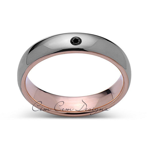 5mm,Unisex,Black Diamond,Gray,Rose Gold,Tungsten Ring,Rose Gold,Wedding Band,Comfort Fit - LUXURY BANDS LA