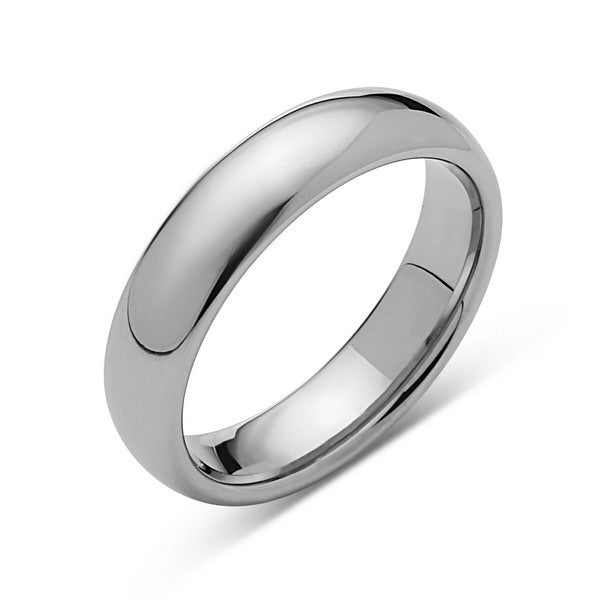 Silver High Polish Tungsten Ring - 6mm - High Polish - Mens Band, 9 / Tungsten Carbide / High Polish Gray