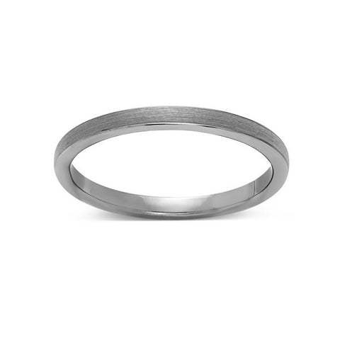 Tungsten Wedding Band - Gray Brushed Ring - 2mm Bridal Band - Engagement Ring - LUXURY BANDS LA