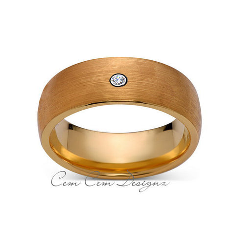 8mm,Mens,Diamond,Brushed,Yellow Gold,Wedding Band,unique,Yellow Gold,Tungsten Ring,Comfort Fit - LUXURY BANDS LA