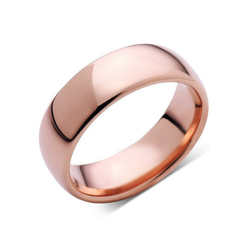 Rose Gold Tungsten Wedding Band - Rose Gold High Polish Tungsten Ring - 8mm - Dome - Tungsten Carbide - Engagement Band - Comfort Fit - LUXURY BANDS LA