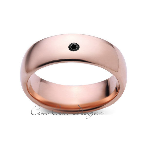 8mm,Mens,Black Diamond,Rose Gold,Tungsten Ring,Rose Gold,Wedding Band,Comfort Fit - LUXURY BANDS LA