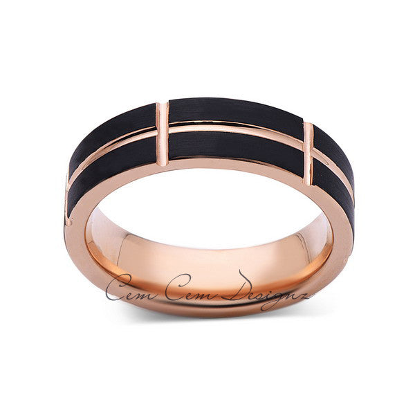 6 mm Plated 18 kt Rose Gold Tungsten - Mens Wedding Bands - RG014C-6