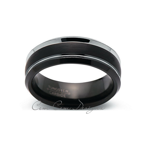8mm,New,Unique,Black Brushed,Tungsten Rings,Wedding Band,Matching band,Comfort Fit - LUXURY BANDS LA