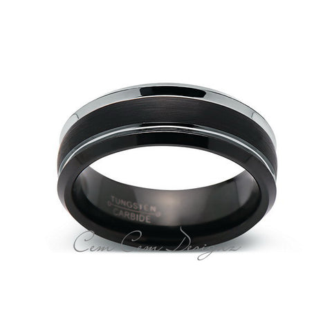 8mm,New,Unique,Black Brushed,Tungsten Rings,Wedding Band,Matching band,Comfort Fit - LUXURY BANDS LA