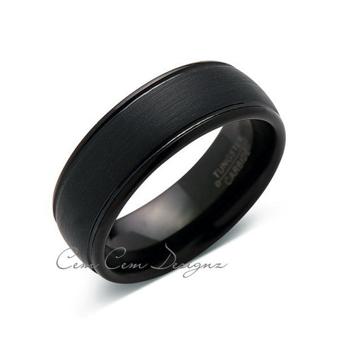 8mm,New,Unique,Black Gun Metal Brushed,Tungsten Rings,Wedding Band,Matching,Comfort Fit - LUXURY BANDS LA