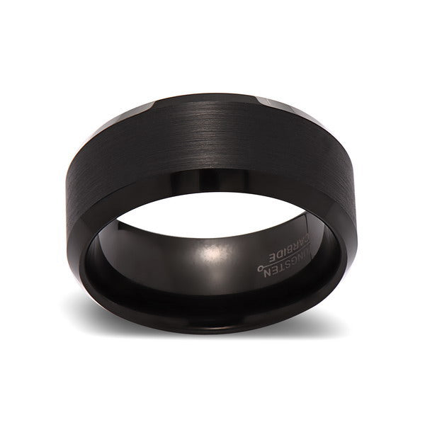 Black Tungsten Wedding Band - Brushed Black Ring - 10mm- Mens Ring - Tungsten Carbide- Engagement Band - Comfort Fit - LUXURY BANDS LA