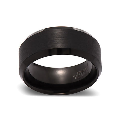 Black Tungsten Wedding Band - Brushed Black Ring - 10mm- Mens Ring - Tungsten Carbide- Engagement Band - Comfort Fit - LUXURY BANDS LA