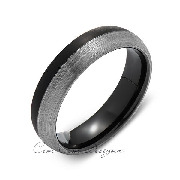 6mm,New,Unique,Black and Gray Gun Metal Brushed,Tungsten Rings,Wedding Band,Matching,Comfort Fit - LUXURY BANDS LA