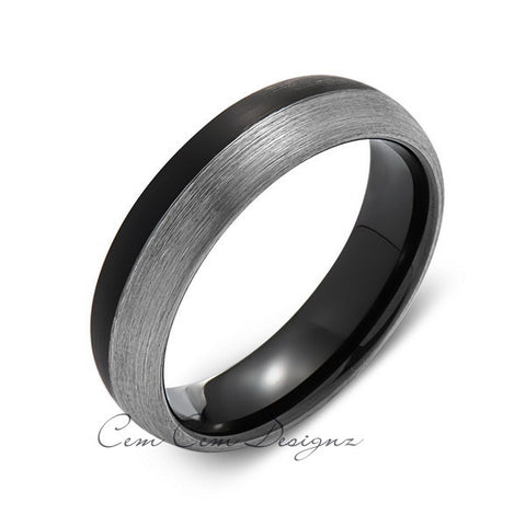 6mm,New,Unique,Black and Gray Gun Metal Brushed,Tungsten Rings,Wedding Band,Matching,Comfort Fit - LUXURY BANDS LA