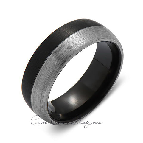 8mm,New,Unique,Black and Gray Gun Metal Brushed,Tungsten Rings,Wedding Band,Matching,Comfort Fit - LUXURY BANDS LA