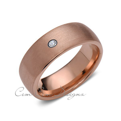8mm,Mens,Diamond,Brushed,Rose Gold,Wedding Band,unique,Rose Gold,Tungsten Ring,Comfort Fit - LUXURY BANDS LA