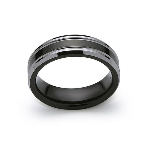 Black Tungsten Wedding Band - Black and Silver - 6MM - High Polish Ring - Mens Ring - LUXURY BANDS LA