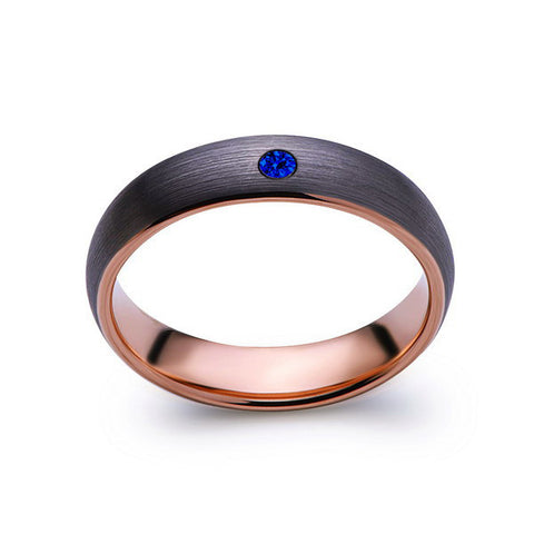 6mm,Mens,Blue Sapphire,Gray Brushed,Yellow Gold,Tungsten Ring,Rose Gold,Wedding Band,Comfort Fit - LUXURY BANDS LA