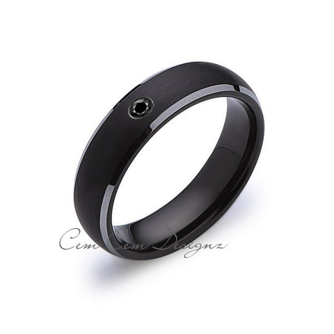 6mm,Black and Gray Tungsten,Black Diamond,Band,Gun Metal,Black Brushed,Tungsten Rings,Mens Wedding Band,Comfort Fit - LUXURY BANDS LA
