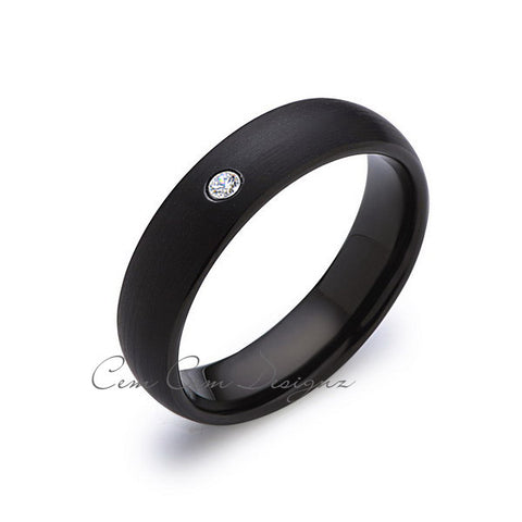 6mm,Black Tungsten,Diamond,Wedding Band,Gun Metal, Black Brushed,Tungsten Rings,Mens Wedding Band,Comfort Fit - LUXURY BANDS LA