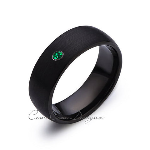 8mm,Black Tungsten,Green Emerald,Band,Gun Metal,Black Brushed,Tungsten Rings,Mens Wedding Band,Comfort Fit - LUXURY BANDS LA