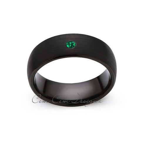 8mm,Black Tungsten,Green Emerald,Band,Gun Metal,Black Brushed,Tungsten Rings,Mens Wedding Band,Comfort Fit - LUXURY BANDS LA