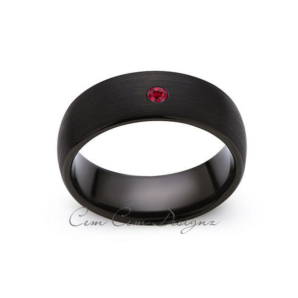 8mm,Black Tungsten,Red Ruby,Wedding Band,Gun Metal, Black Brushed,Tungsten Rings,Mens Wedding Band,Comfort Fit - LUXURY BANDS LA