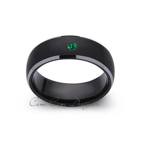 8mm,Black and Gray Tungsten,Green Emerald,Band,Gun Metal,Black Brushed,Tungsten Rings,Mens Wedding Band,Comfort Fit - LUXURY BANDS LA
