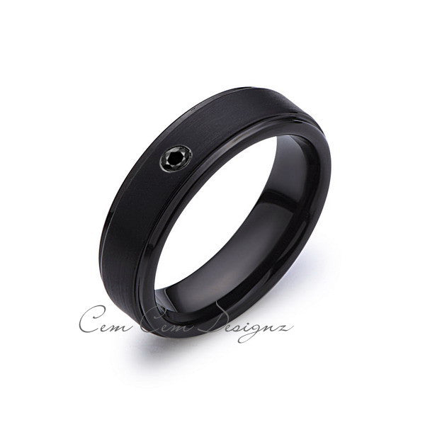6mm,Black Diamond,Black Gun Metal Brushed,Tungsten Rings,Mens Wedding