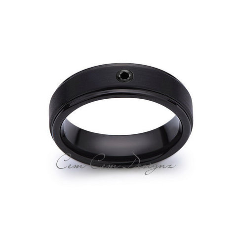 6mm,Black Diamond,Black Gun Metal Brushed,Tungsten Rings,Mens Wedding Band,Matching,Comfort Fit - LUXURY BANDS LA
