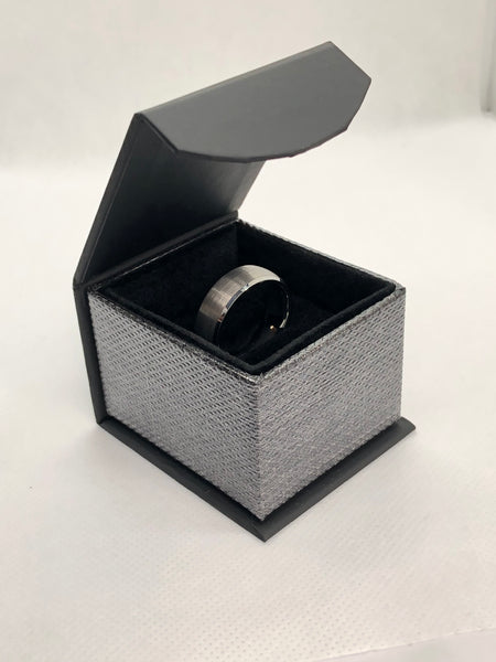Mens Tungsten Wedding Band - Rose Gold - Gray Brushed Tungsten Ring - Mens - Engagement Band - Comfort Fit