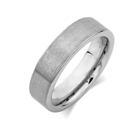 Gray Brushed Tungsten Ring - Pipe Cut - 6mm - Engagement  - Unique - Comfort Fit - LUXURY BANDS LA