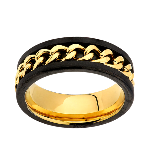 Mens Yellow Gold Miami Cuban Ring