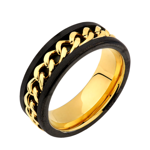 Mens Yellow Gold Miami Cuban Ring