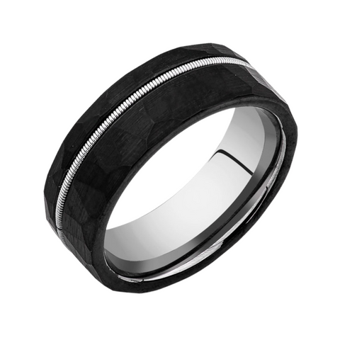 Silver Guitar String Rocker Tungsten Ring