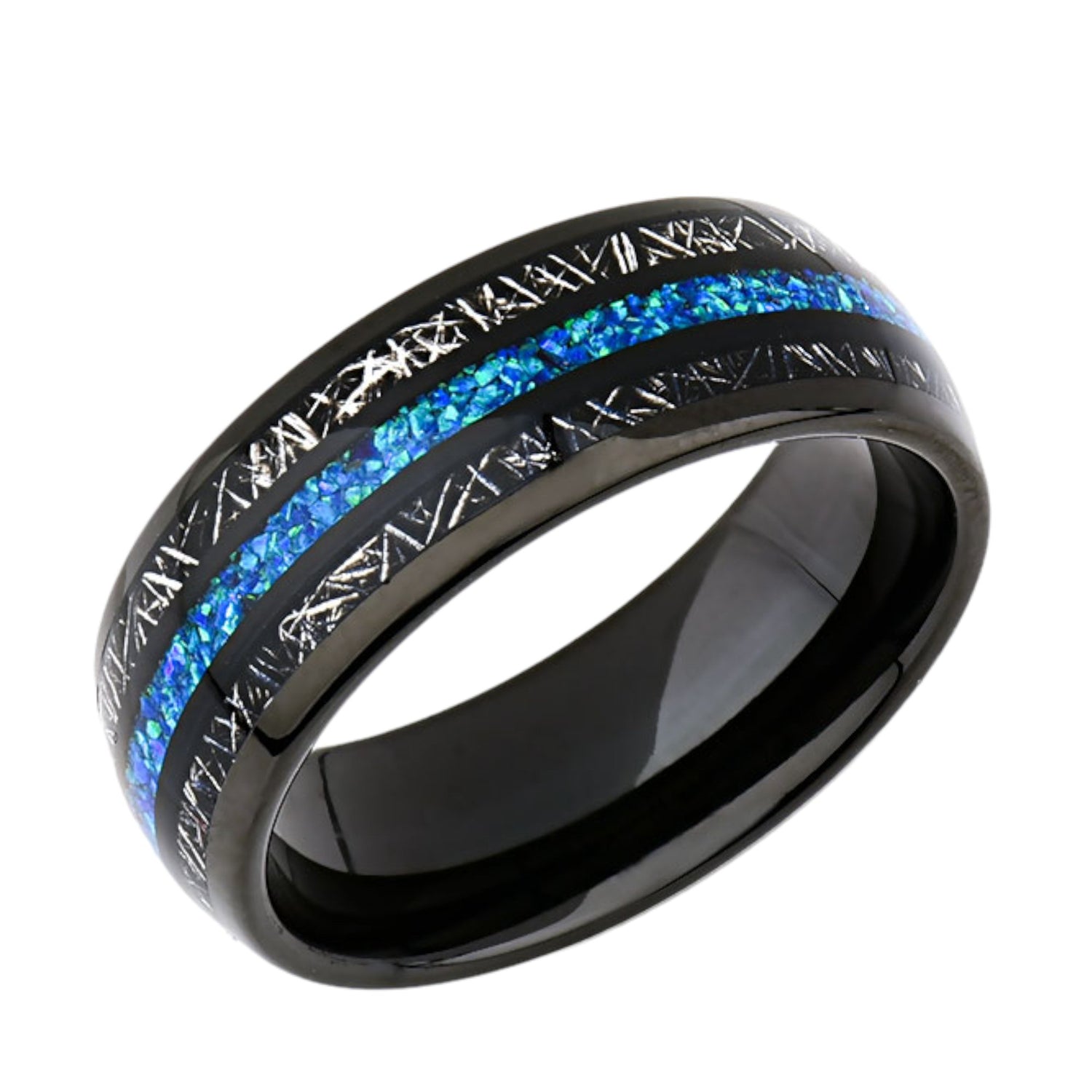 Opal Meteorite Tungsten Ring