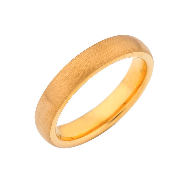 Yellow Gold Brushed -  Tungsten Wedding Band -  4mm Bridal Band - Engagement Ring - His and Hers Rings - LUXURY BANDS LA