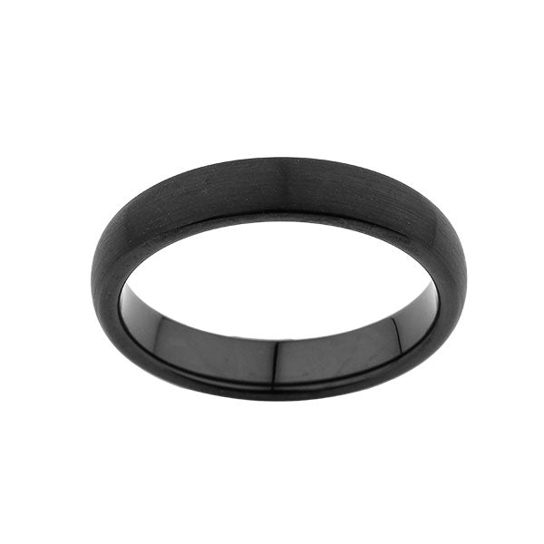 Tungsten Wedding Band - Brushed Black Ring - 4MM - Unisex Ring - Dome - Tungsten Carbide- Engagement Band - Comfort Fit - LUXURY BANDS LA