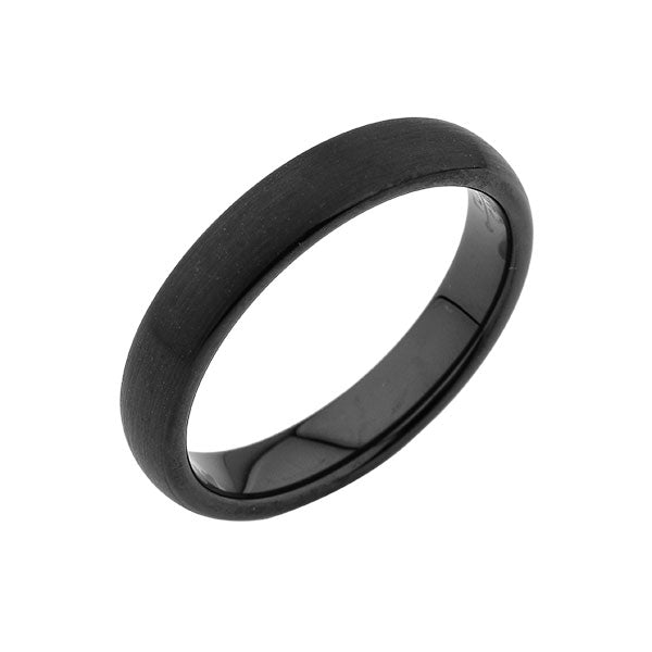 Tungsten Wedding Band - Brushed Black Ring - 4MM - Unisex Ring - Dome - Tungsten Carbide- Engagement Band - Comfort Fit - LUXURY BANDS LA