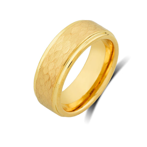 Yellow Gold Tungsten Ring - Wedding Band - Mens Engagement Ring