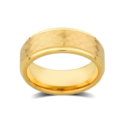Yellow Gold Tungsten Ring - Wedding Band - Mens Engagement Ring