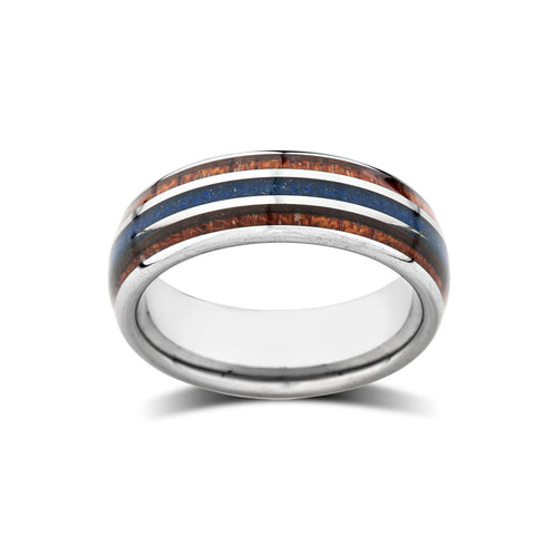Mens Opal Ring - Wooden Barrel Ring - Luxury Wedding Bands - 8mm