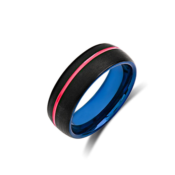 Blue and Red Mens Ring - Blue Mens Ring - Red Engagement Band - Personalized Mens Ring