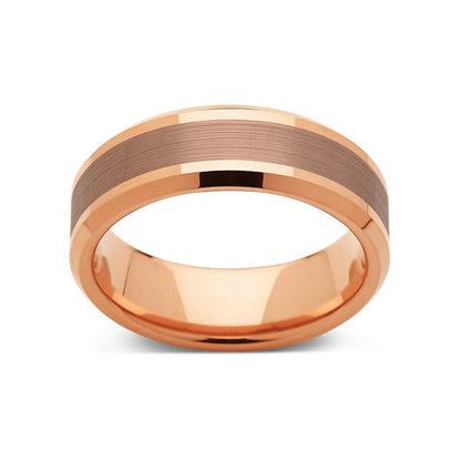Rose Gold Tungsten Wedding Band - Brushed Rose Gold Tungsten Ring - 8mm - Mens Ring - Tungsten Carbide - Engagement Band - Comfort Fit - LUXURY BANDS LA