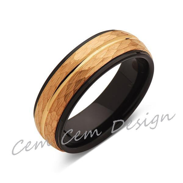 8mm,Unique,Gun Metal,Gray Brushed,Rose Gold Groove,Tungsten RIng,Unise