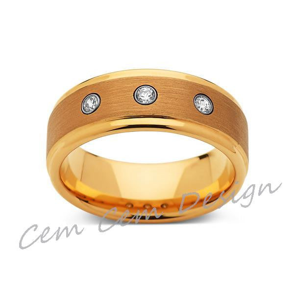 8mm,Mens,Diamond Engagement Ring,Yellow Gold,Tungsten Wedding Band,Yellow,Tungsten Ring,Comfort Fit - LUXURY BANDS LA