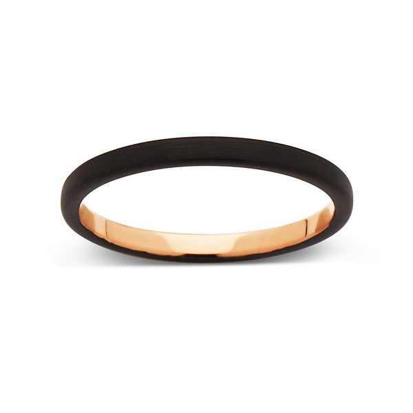 Rose Gold Tungsten Wedding Band - Black Brushed Ring - 2mm Bridal Band - Engagement Ring - Bridal Band - LUXURY BANDS LA