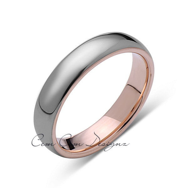 Rose Gold Tungsten Wedding Band - Gray High Polish Ring - 5mm Bridal Band - Engagement Ring - LUXURY BANDS LA