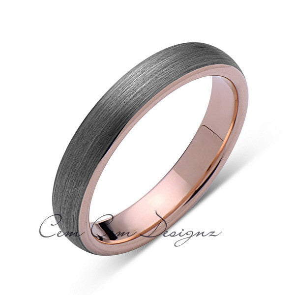 Rose Gold Tungsten Wedding Band - Gray Brushed Ring - 4mm Bridal Band - Engagement Ring - LUXURY BANDS LA