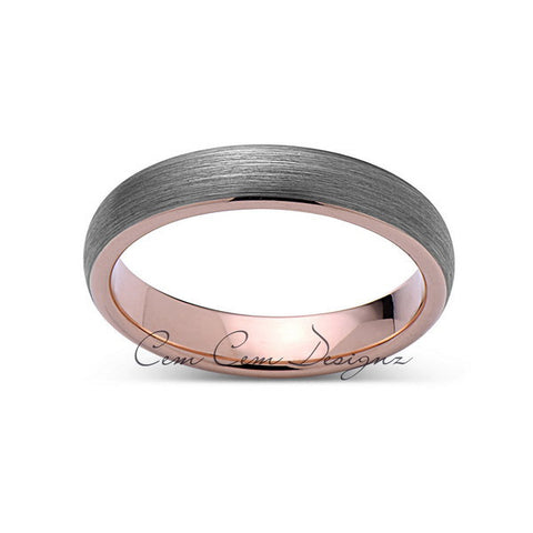 Rose Gold Tungsten Wedding Band - Gray Brushed Ring - 4mm Bridal Band - Engagement Ring - LUXURY BANDS LA