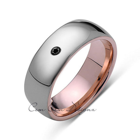 8mm,Mens,Black Diamond,Gray,Rose Gold,Tungsten Ring,Rose Gold,Wedding Band,Comfort Fit - LUXURY BANDS LA
